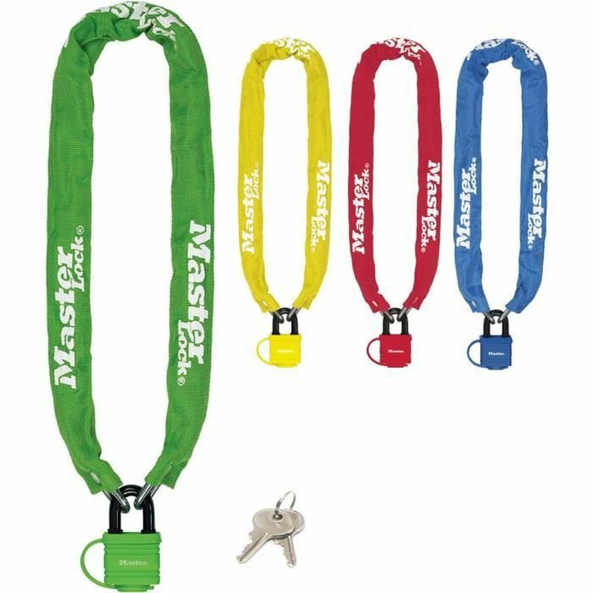 Master Lock Bike Chain Lock with Padlock, Key, 90 cm Chain, Random Color 8390EURDPROCOL - Use with Electric, Mountain, Road, Folding Bikes