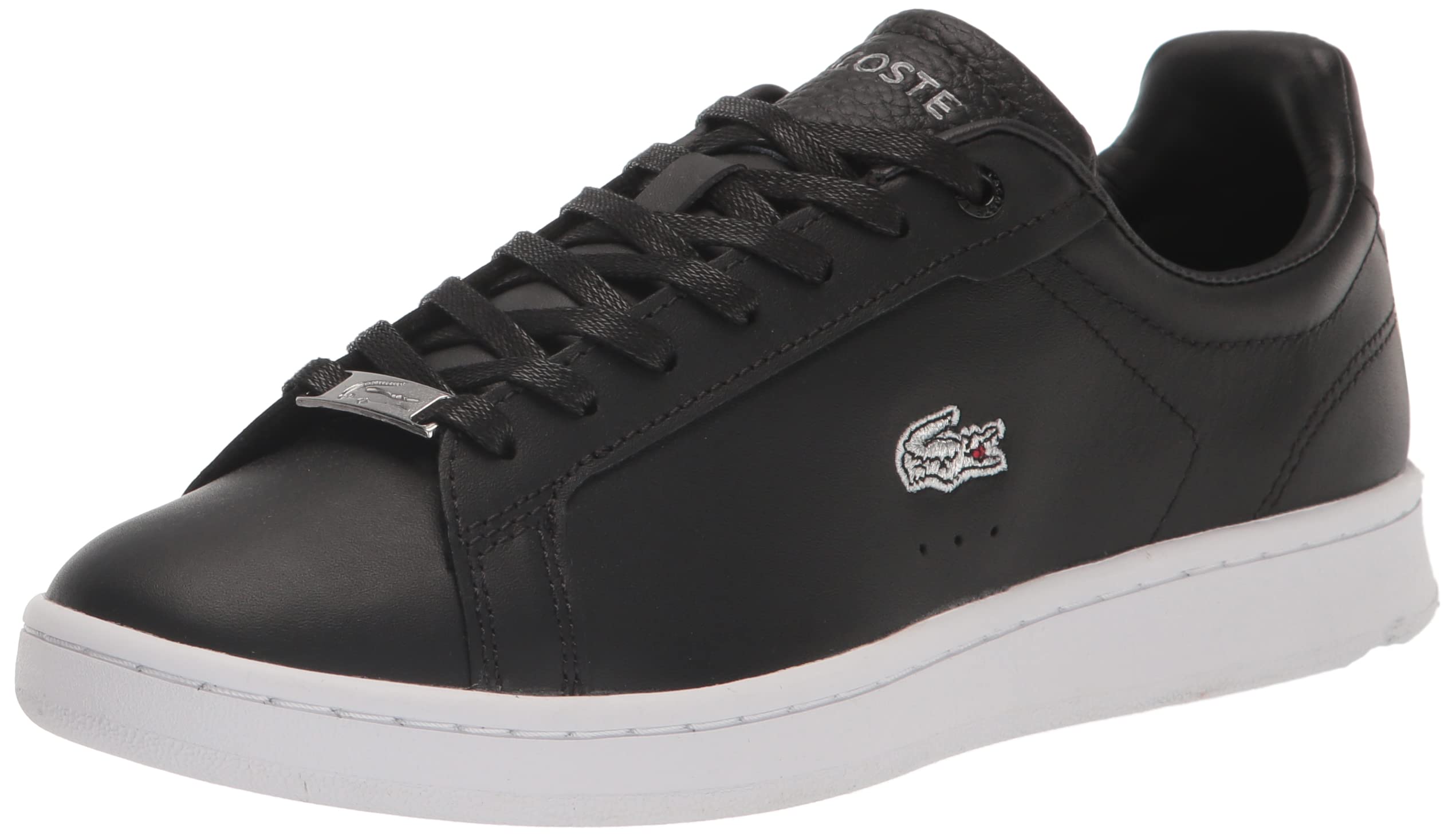 Lacoste Women's Carnaby Sneaker, Black/Silver, 9 Image