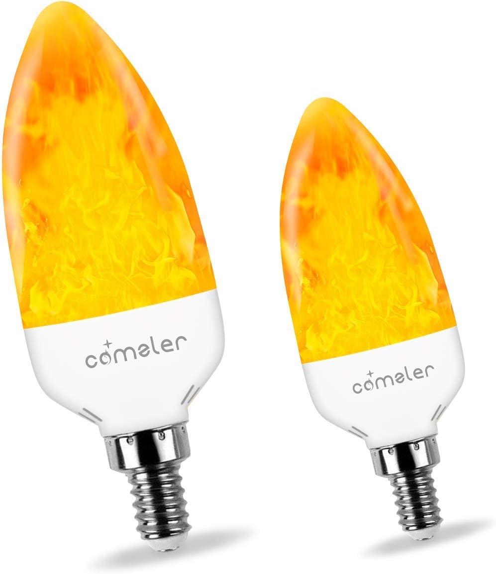 Comzler LED Candelabra Flame Effect Light Bulb, E12 Base, 2Mode