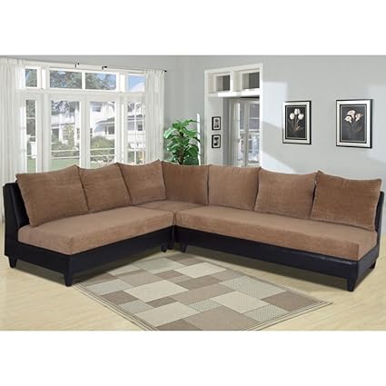 Furny Daisy Six Seater L-Shaped Sofa (Camel Brown)