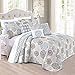 Home Soft Things 6 Piece Marina Medallion Printed Microfiber Quilts Coverlet Set Queen 90