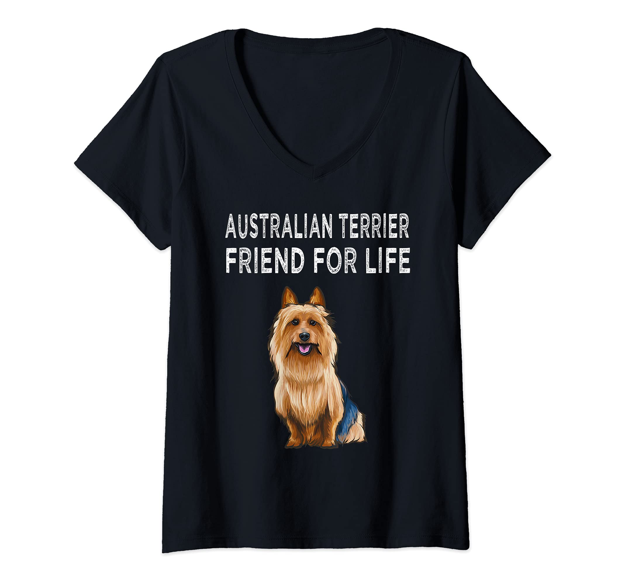Womens Australian Terrier Friend For Life Dog Friendship V-Neck T-Shirt