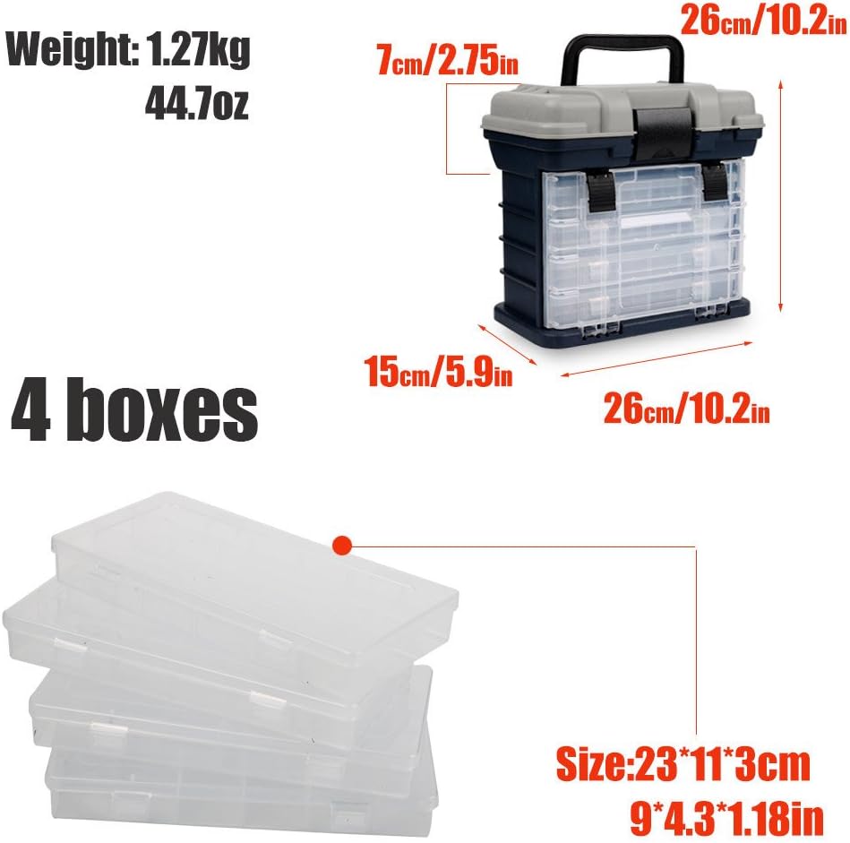 Sougayilang Fishing Tackle Box Portable 4 Layers Fishing Box Sea Boat Fishing Accessory Box Case with Handle Utility Box-Small Size : Sports & Outdoors