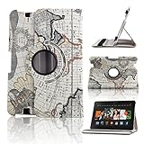 ELEOPTION(TM) Auto Sleep/Wake Function 360 Degree Rotating Smart Case Cover for amazon Kindle Fire with a Stylus as a Gift