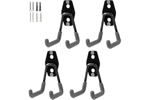 SINCHEEWAY Heavy Duty Garage Storage Utility Hooks, Steel Wall Mount Hooks, Garage Garden Tool Organizer, Hanging Utility Wall Hooks, Steel Garage Garden Hooks, Small U Hooks Tool Storage Organizer (4, Grey)