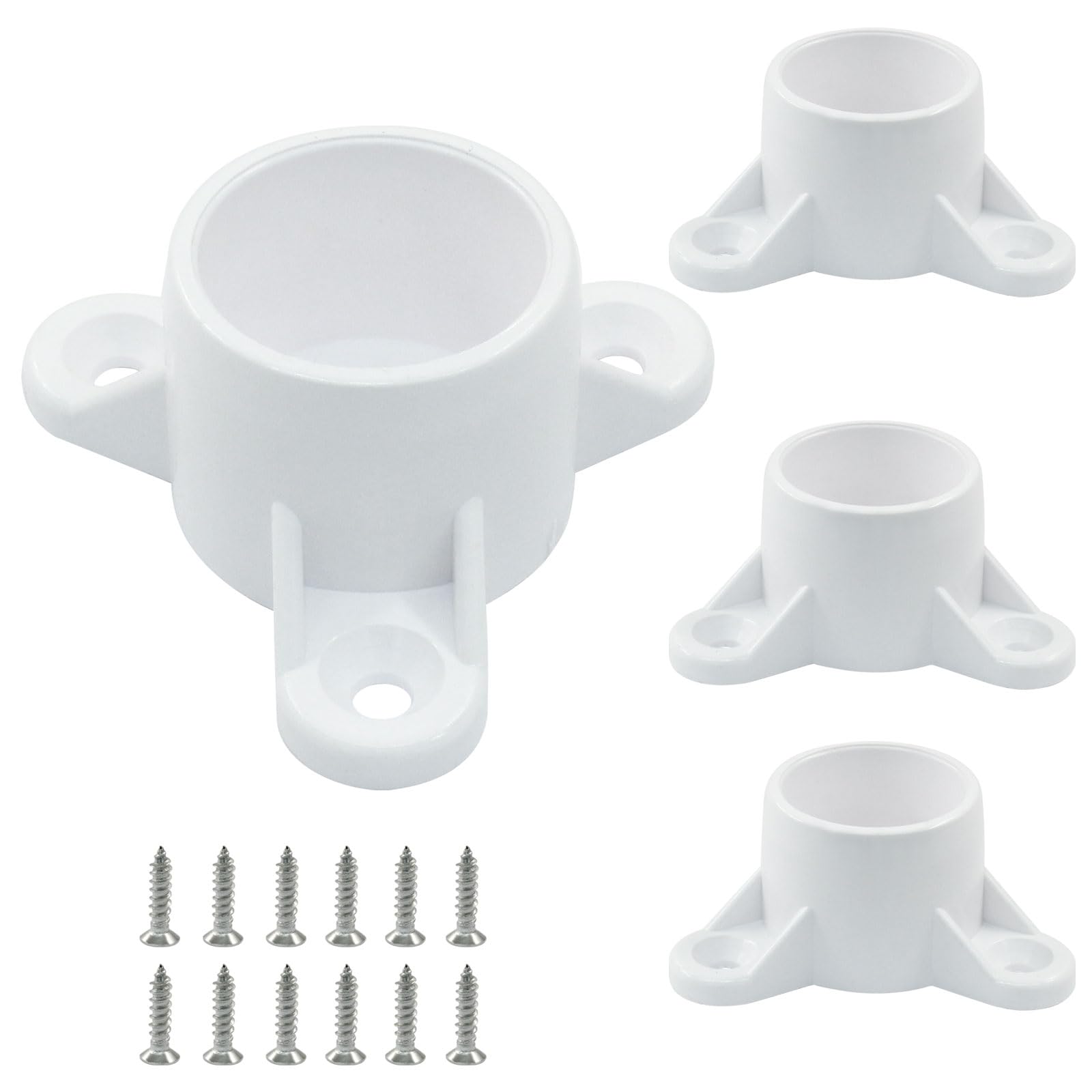 Photo 1 of Marvexi 0.75" PVC Table Leg Cap Pipe Flange 3/4" Fittings Furniture Grade Pipe Holder, PVC mounting Bracket with Screws(4Pcs)