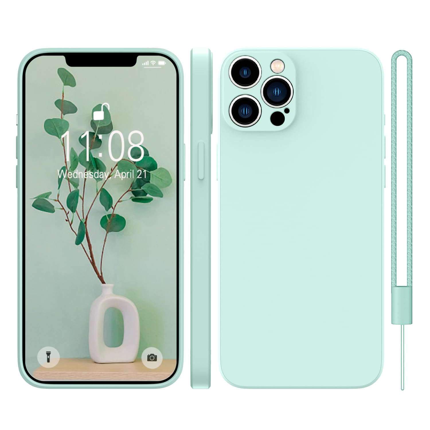 KPPIT Silicone Case Compatible with iPhone 13 Pro Max 6.7 inch Protective case,Ultra Slim Soft Gel Anti-Scratch,Microfiber Lining,Rubber Shockproof Case Cover for iPhone 13 Pro Max Light Cyan — image 1