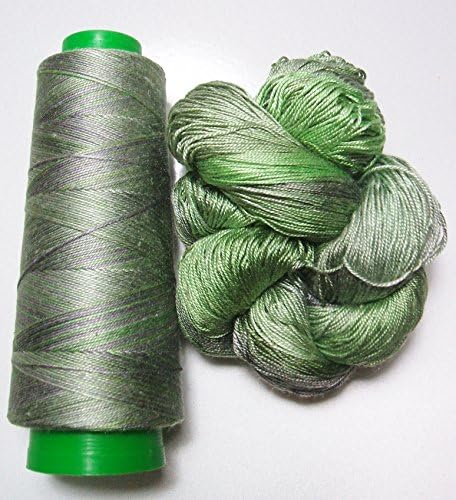 100% Mulberry Queen Silk Yarn 50 Gram 3 Ply Lace Weight Green Garden QS015 Lot G Cone or Hank