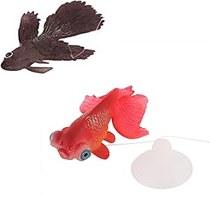 LDEXIN 2pcs Silicone Artificial Aquarium Floating Goldfish Decoration Fish Tank Suction Cup Decor Underwater Saltwater Swimming Fish Ornament