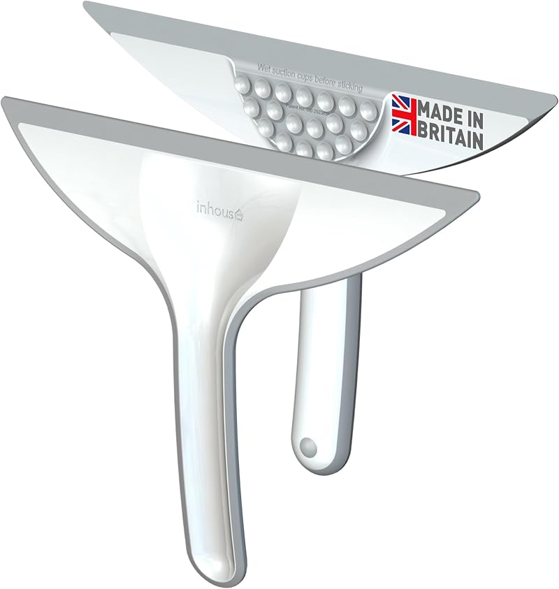 Inhouse Stick+Store Bathroom Squeegee British Made Streak-Free Flexible Blade