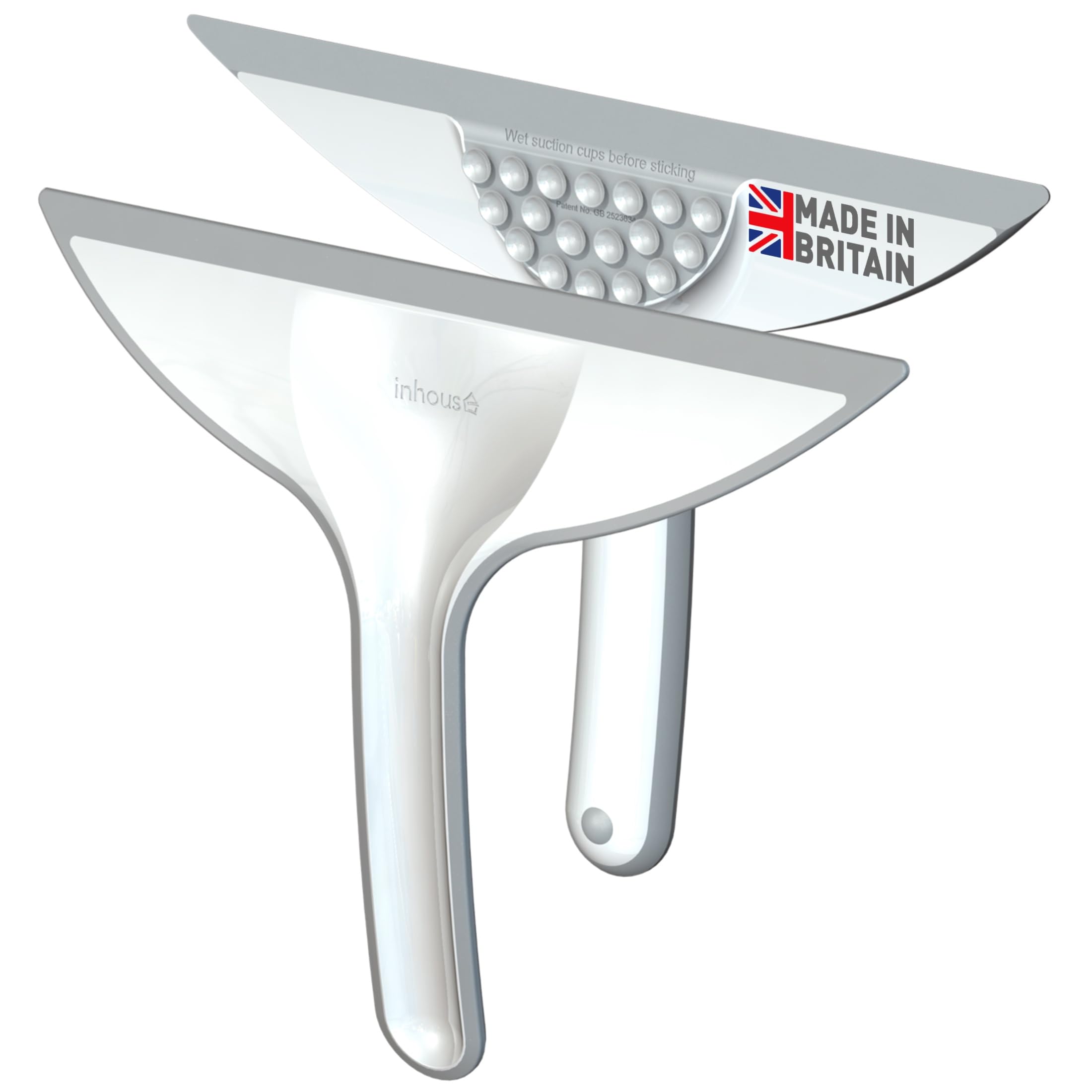 Inhouse Stick+Store Bathroom Squeegee - Made in Britain - Streak-Free Shower Squeegee for Shower Screens, Mirror & Window Cleaning - Flexible Blade - Patented Integral Suction Storage - 1PC