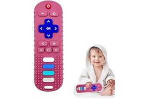 INTATIKOO Silicone Baby Teething Toys,Remote Control Teether for Babies 3-24 Months,Baby Chew Remote Teether Toys for Infant and Toddlers,BPA Free(Pink)