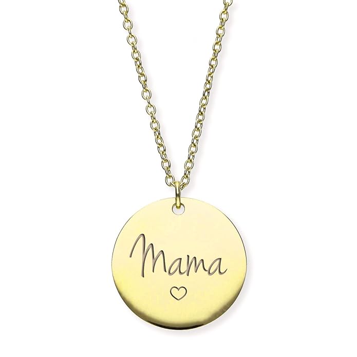 URBANHELDEN - Damen Kette Amulett 'Mama' - Halskette Edelstahl Geschenkidee - Schmuck Gravur - Mama (Silber, Gold o. Rosegold