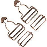 salbsever 2 Pairs Overall Buckles Replacement Metal Suspender Clips with Rectangle Buckle Overall Braces Buckles DIY Button No-Sew Accessories Adjustable for Overall Bib Pants Trousers Jeans Jacket