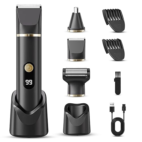 Beard Trimmer for Men, Electric Razor & Nose Hair Trimmer - IPX7 Waterproof All-in-One Body Grooming Kit for Wet/Dry Use on Beard, Chest, Legs & More