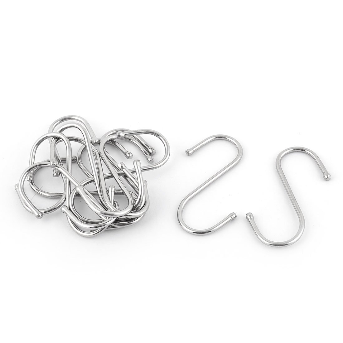 sourcing map Metal Home Kitchen S Shaped Clothes Shower Holder Hanging Hook 6cm Length 12pcs