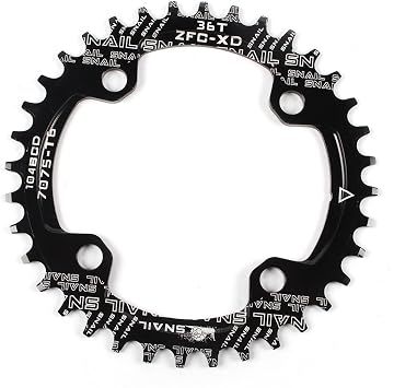 KKmoon Pedaleira de roda dentada larga estreita para bicicleta oval redonda única roda motriz BTT Mountain bike BCD 104 MM Pedaleiras 32T / 34T / 36T