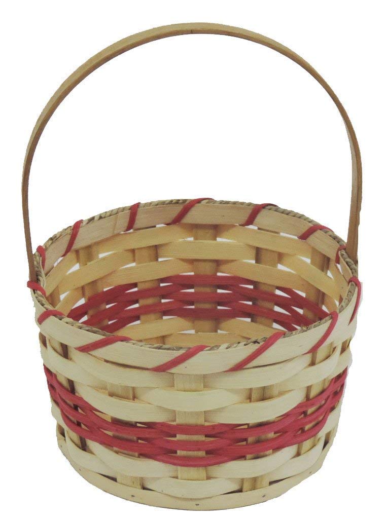Amish Baskets and Beyond Handmade Easter Basket Small RoundShaped Solid Oak Hard