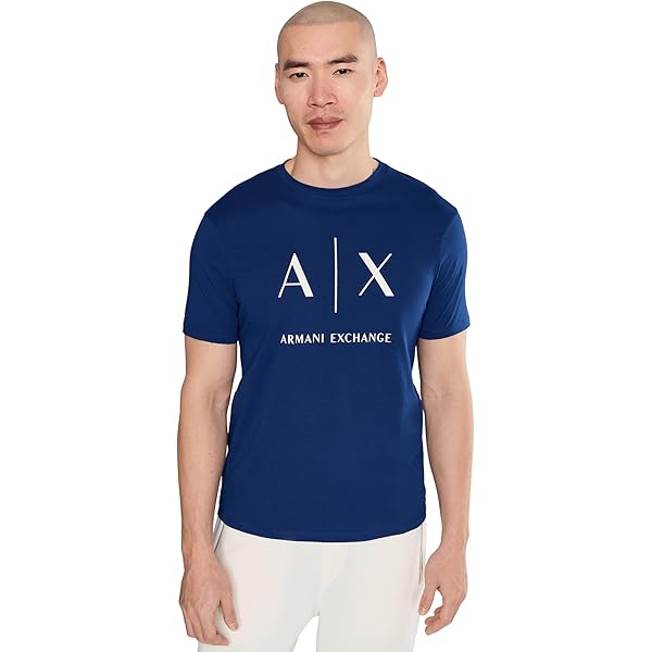 Armani Exchange Men's Crew Neck Logo Tee T Shirt Grid Logo