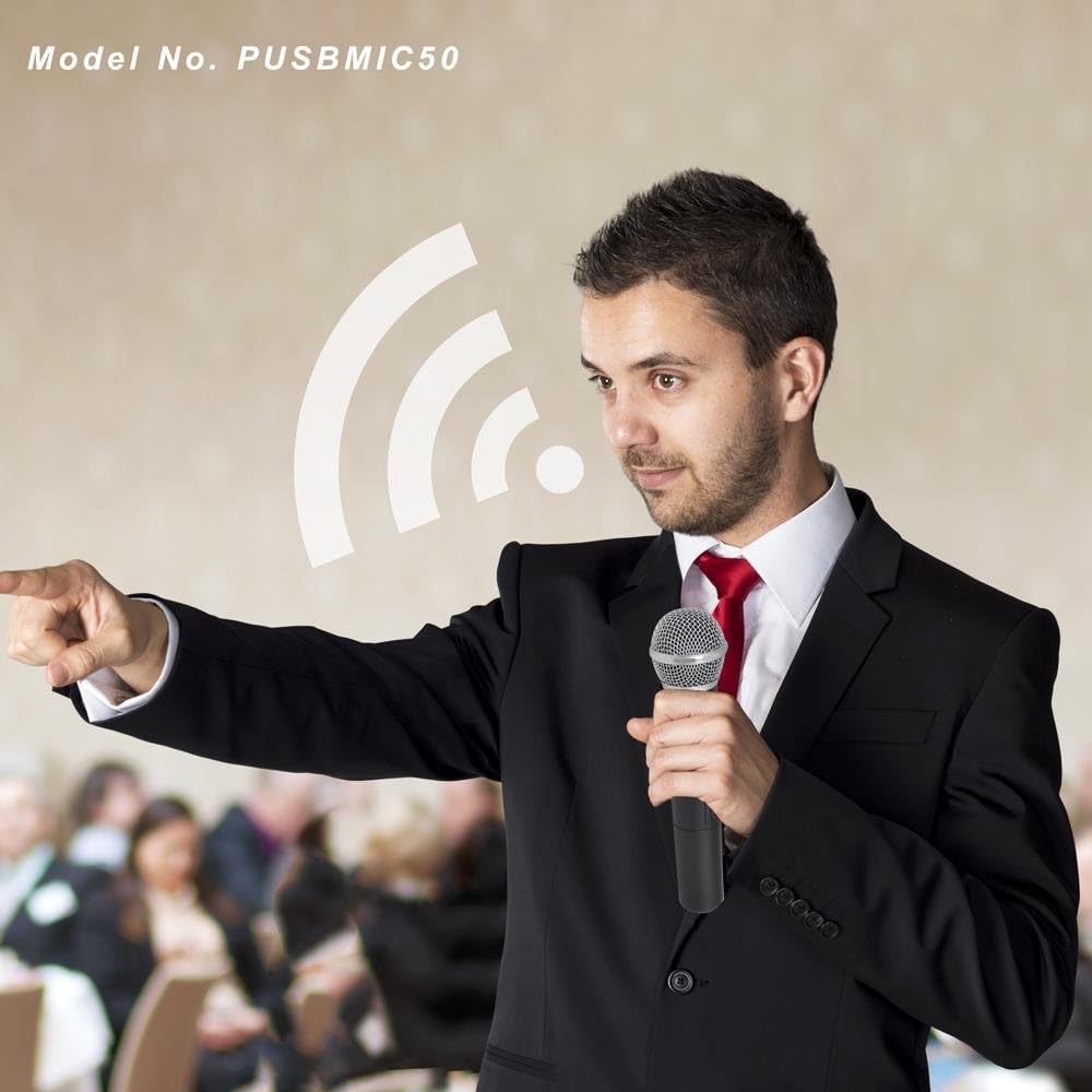 Updated Premium UHF Wireless Microphone - USB Microphone, UHF Microphone with USB Receiver for PC Computer and Laptop, Ideal for Podcasting, Voice-Over Projects, Karaoke & More - Pyle PUSBMIC50: Musical Instruments