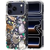 MOSNOVO for iPhone 17 Pro Case | Military Grade 6.6ft Drop Tested | Camera Control | Clear with Space Cat Design