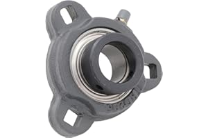 QJZ SATRD205-16 - 3-Bolt Flange-Mount Ball Bearing Unit, Insert Bearing SA205-16, Cast Iron Housing TRD205, Bore Shaft 1 in (25.4 mm), Set Screw Locking, 2.047 in (52 mm) Outer Diameter, Eccentric Collar