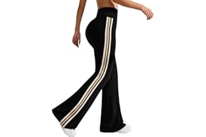 Plus Size Flare Leggings with Side Stripe High Waisted Tummy Control Bell Bottom Bootcut Flared Yoga Pants for Women