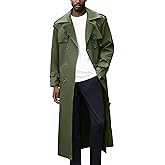 Pantete Men's Double Breasted Trench Coat Oversized Casual Windbreaker Lapel Long Jacket Overcoat
