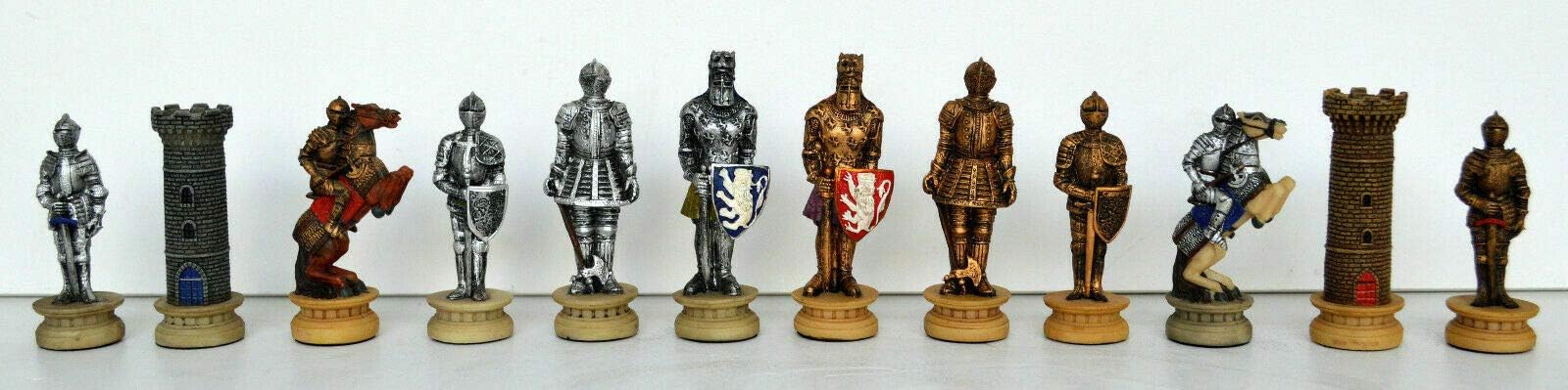 Talos Artifacts Hand Painted Medieval Knights Theme Chess Pieces - Without Chess Board