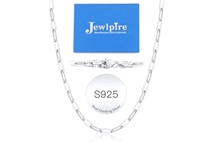 Jewlpire 14K Gold Plated 925 Sterling Silver Paperclip Chain Necklace for Women, 4mm 5mm Shiny & Sturdy Women's Chain Necklaces 16 18 20 22 24 26 Inch