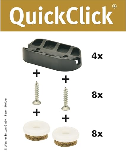 WAGNER QuickClick® Stuhlgleiter // 4er-Set zum Anschrauben, für Freischwinger // „ULTRASOFT“ - 42 x 20 mm - 15831300