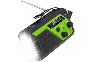 RYCHI 6000mAh Emergency Radio with 4 Built-in Cable, AM FM NOAA Weather Radio with Quickly Phone Charger, Emergency Weather Radio, Hand Crank Radio with Flashlight, Reading Lamp, SOS Alarm