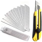 Box Cutter Retractable 25MM Long Utility Knife With 10pcs Blades Refills | Heavy Duty Exacto Knife Razor Knife Utility, Snap Off Blades Box Cutter with Rubber Grip for Cardboard, Boxes, DIY Crafts
