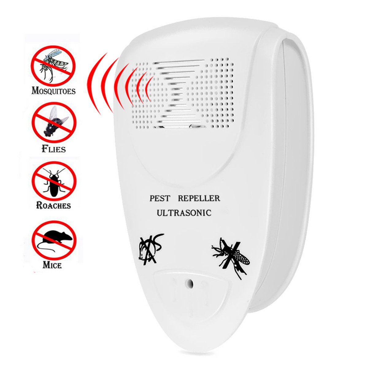 Ultrasonic Pest Repeller 3 Packs White Plug In Insect Control Indoor Electronic Repellent
