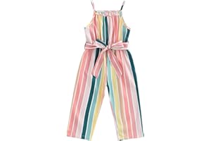 Toddler Girls Kids Floral/Stripe/Dots Jumpsuit One Piece Romper Sleeveless Strap Print Overall Pants Summer Clothes