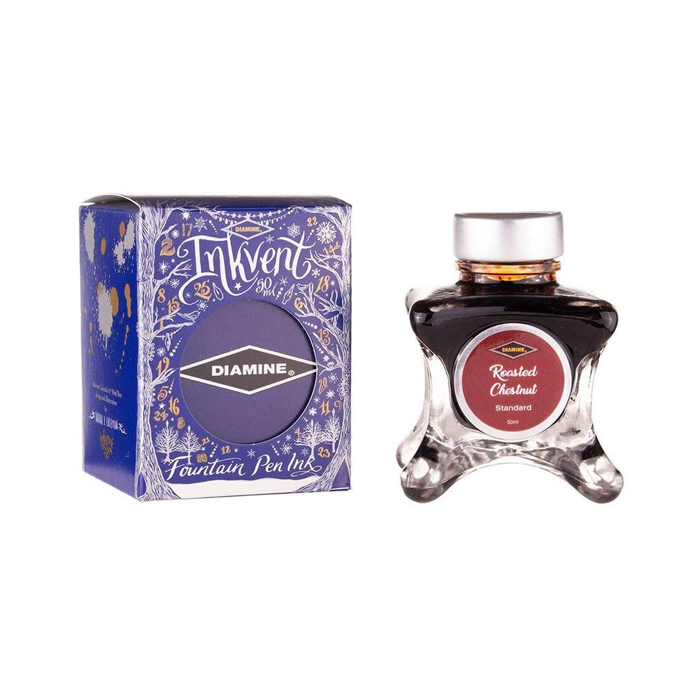 Photo 1 of Diamine - Fountain Pen Ink, Roasted Chestnut, 50ml, Inkvent, Blue Edition