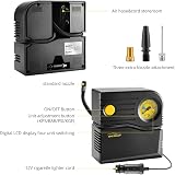 WindGallop 12V Car Tyre Inflator with Gauge 3 Adapters 11.7ft Cable Yellow view 6