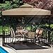 Flexzion 8' x 8' Gazebo Canopy Top Replacement Cover (Beige) - Dual Tier Up Tent Accessory with Plain Edge Polyester UV30 Protection Water Resistant for Outdoor Patio Backyard Garden Lawn Sun Shade