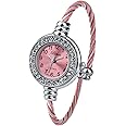 Blekon Collections Women's Cuff Watch - Round Analog Display Arabic Numbers 23mm Case Wire Bracelet Watch for Women Elegant Cable Cuff Bangle Wrist Watch