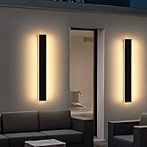 Daoseolo 2 Pack 31.4inch Modern Exterior Wall Lights, 3000K Warm White, Outdoor Wall Mount Linear Sconces, 31W, IP65 Waterpro