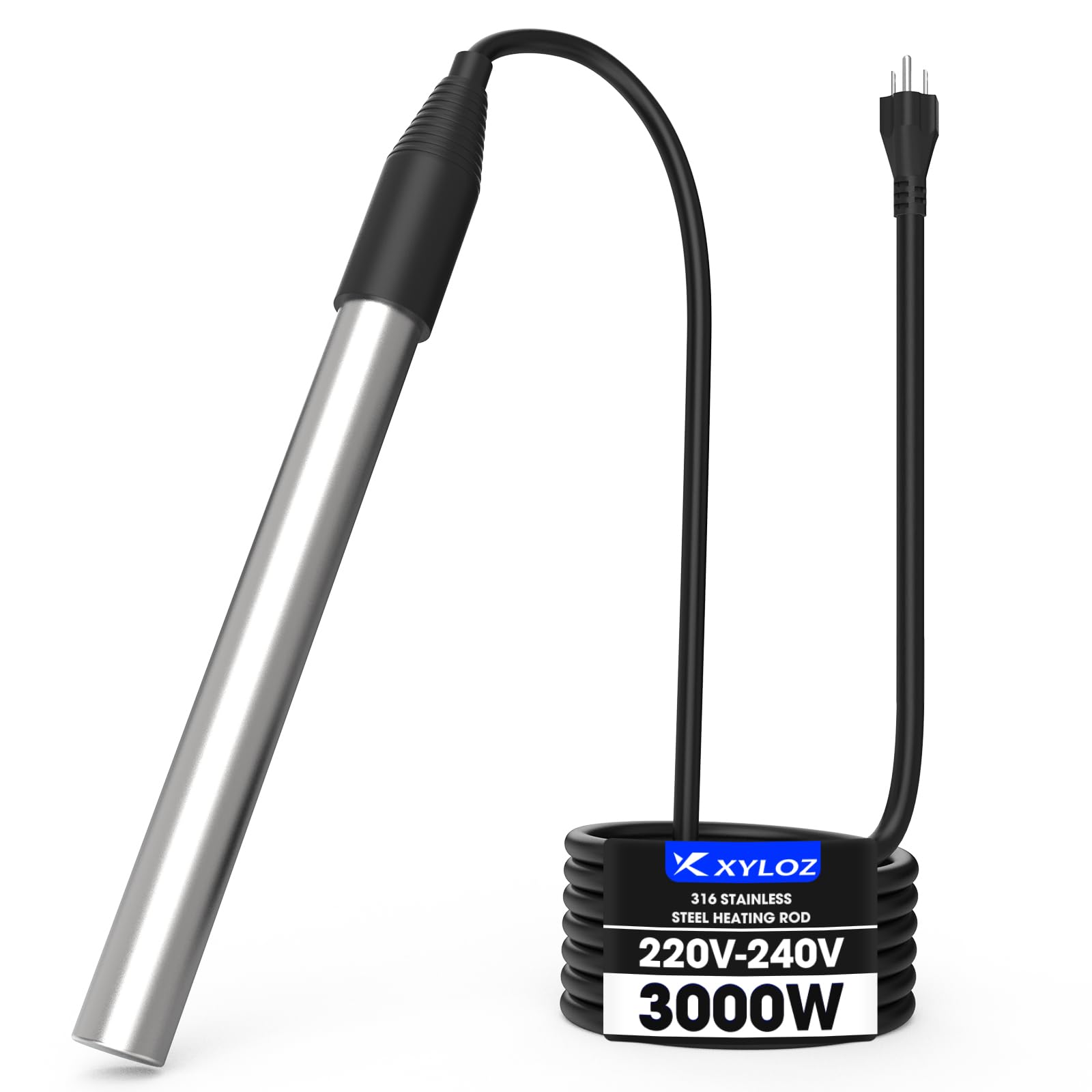 Photo 1 of 240V 3000W Immersion Water Heater for Pool & Bathtub, Electric Fully Sumbersible Bucket Heater, Fast Heating Stainless Steel Heater, for Inflatable Swim Pool, Stock Tank, Hot Tub, Baptistry, Camping