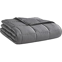 Weighted Blanket (Dark Grey,48"x72"-15lbs) Cooling Breathable Heavy Blanket Microfiber Material with Glass Beads Big Blanket 
