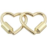 JCBIZ 2pcs Screw Carabiner Clasp Lock 22x23mm Heart Shaped Gold Key Ring Clip for DIY Jewelry Making Clothing Decoration Accessories