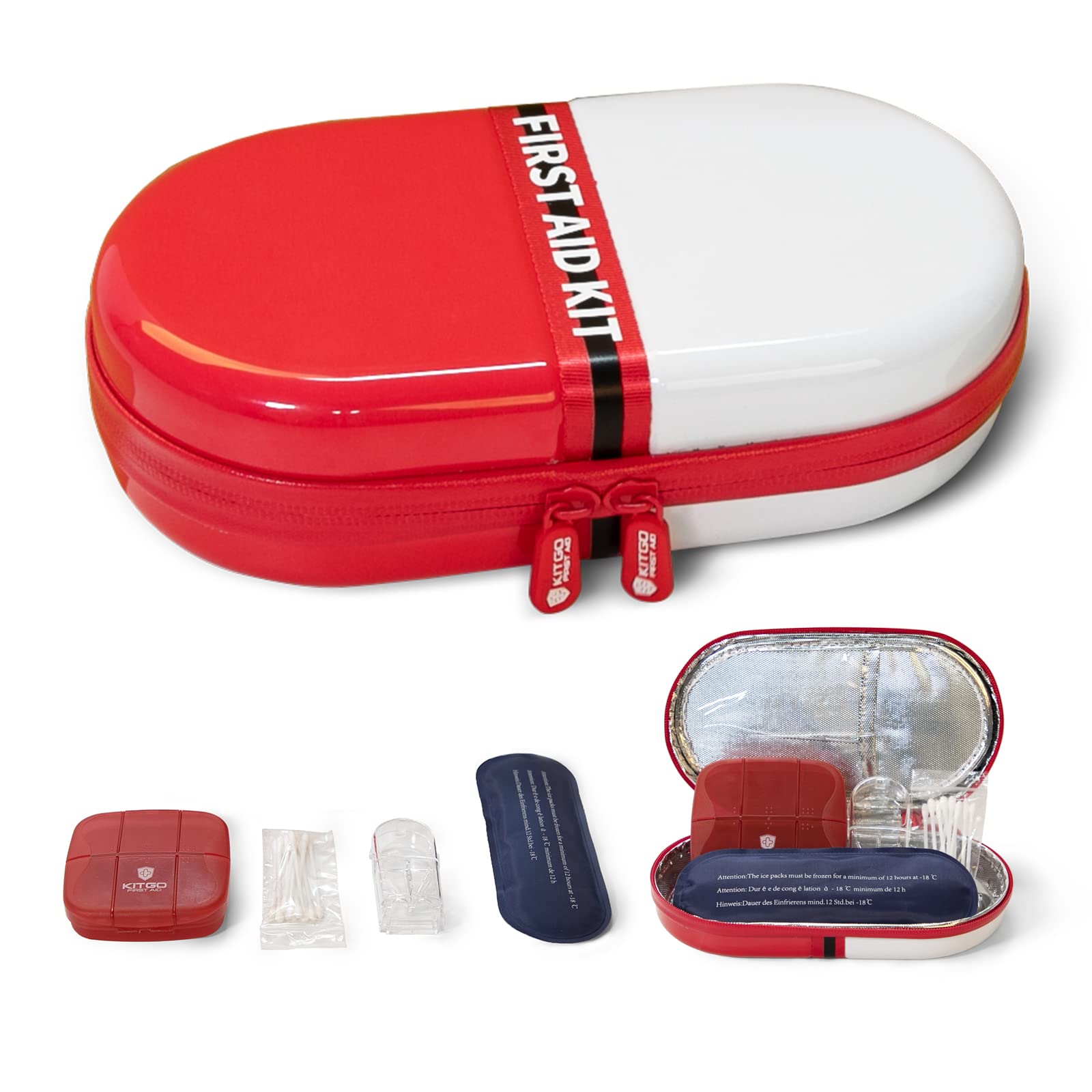 Photo 1 of Kitgo Pill Organizer,First Aid Kit Waterproof Medicine Bag,Pill Carrier with Cutter for Home Storage Travel (White & Red)