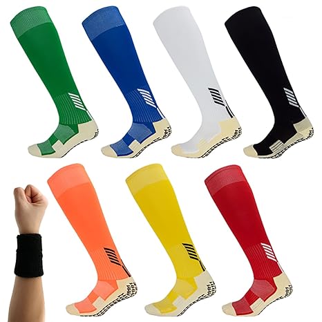 Dee Plus Rutschfeste Fußball Socken Stutzenstrümpfe Kompression Basketballsocken/Yoga Socken Noppen Sohle Damen & Herren Sock