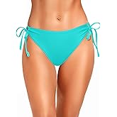 Zmart String Tie Side Bikini Bottoms - Women Full Coverage Swimsuit Bottom Mid Rise Mid Waist Swim Bathing Suit Bottom