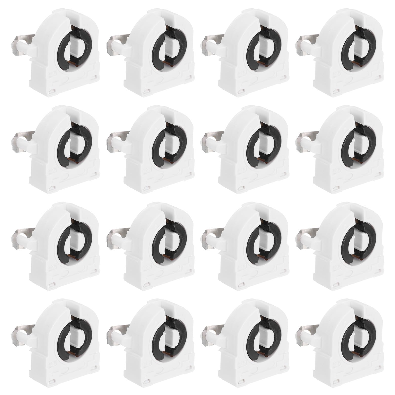 PATIKIL T8 Grille Lamp Holder,16 Pcs G13 Light Socket Base Holder Non-Shunted Tombstone Flame Retardant Lamp Sockets for Integrated LED Fluorescent Tube, White