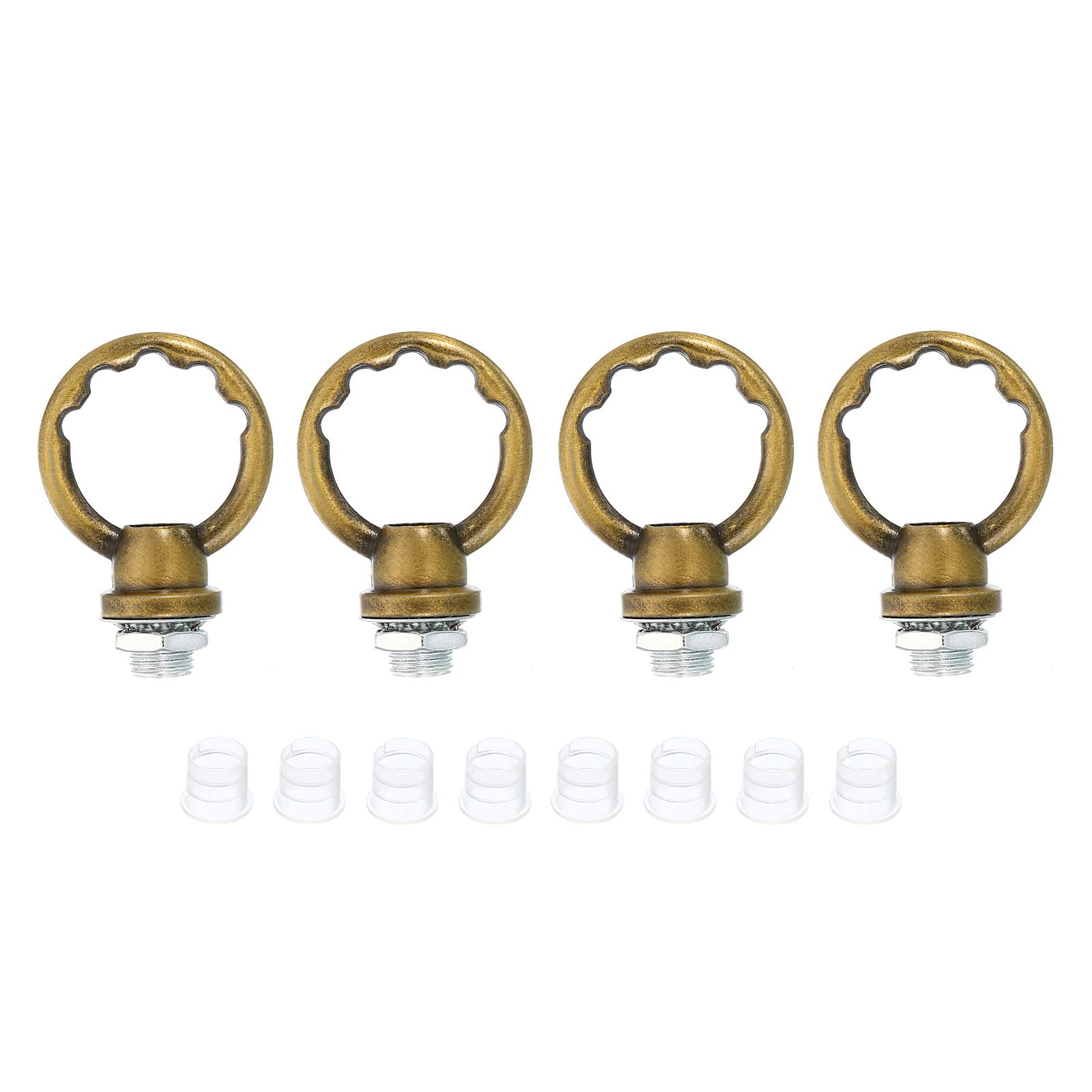 PATIKIL 8kg Load 25mm ID M10 Lamp Female Loop Holder, 4 Set Lifting Eye Nut Hook Ring Shape Structural Support to Chandelier Lighting Fixtures, Bronze