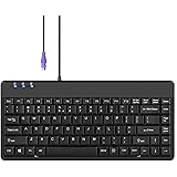 Perixx PERIBOARD-409P Wired PS2 Mini Keyboard, Black, US English Layout