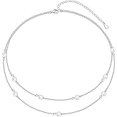 S925 Sterling Silver Choker Shell Pearl Beads Layered Multilayer Clavicle Short Pendant Necklace for Jewelry Gift Women